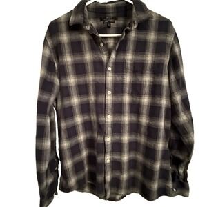 Marc Anthony Shirt Mens Navy Tartan Luxury Slim Fit y2k Casual Preppy medium
